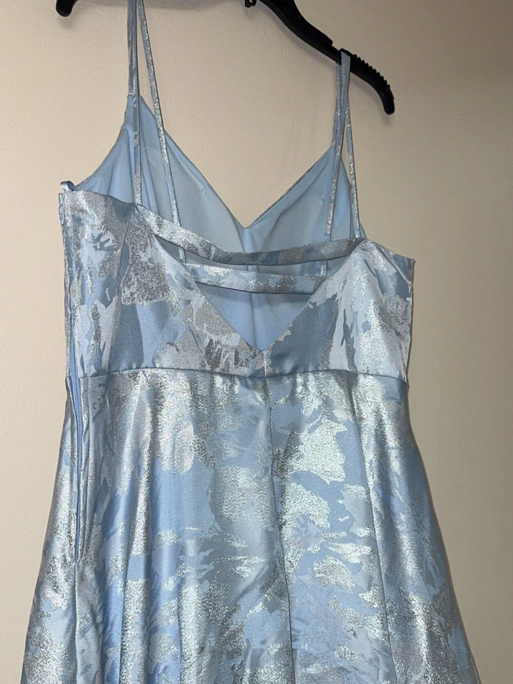City Triangles Formal Dress Light Blue Silver Periwinkle Floral Size 15 Juniors
